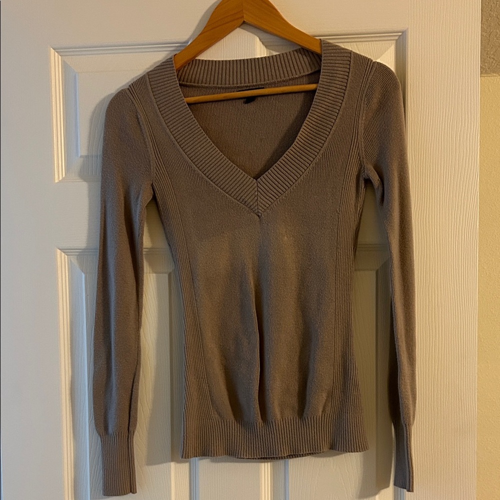 Express V-Neck Sweater in Light Brown